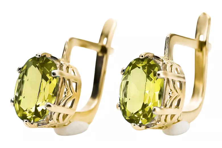 8K žlté zlato 333 Yellow Peridot náušnice vec003x-yp Russian Soviet USSR Vintage Jewlery Art Deco style